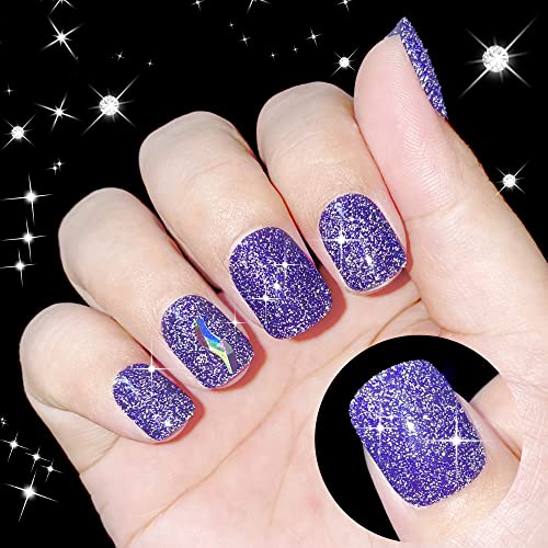 YTD Likomey Reflective Glitter Gel Nail Polish,15ml Lavender Purple Flash Diamond Shimmer Nails Gel,Sparkly Shiny Salon Home Nail Art Manicure UV Nail Gel,SZ015