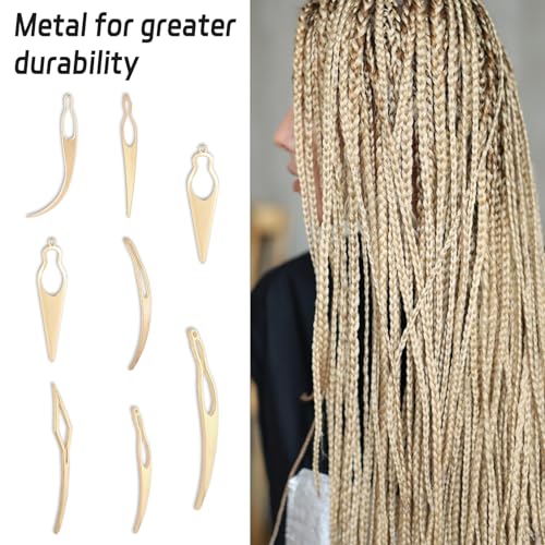 Abeillo 8PCS Interlocking Tool for Locs, Hair Locking Tool, Sisterlock Retighten Tool, Loc Interlocking Tool, Micro Locs Tool for Hair Repair Dreadlock Tightening Accessories (Gold)