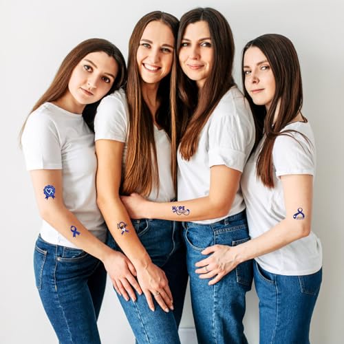 Blue Ribbon Cancer Awareness Temporary Tattoo Stickers, 30 Sheets
