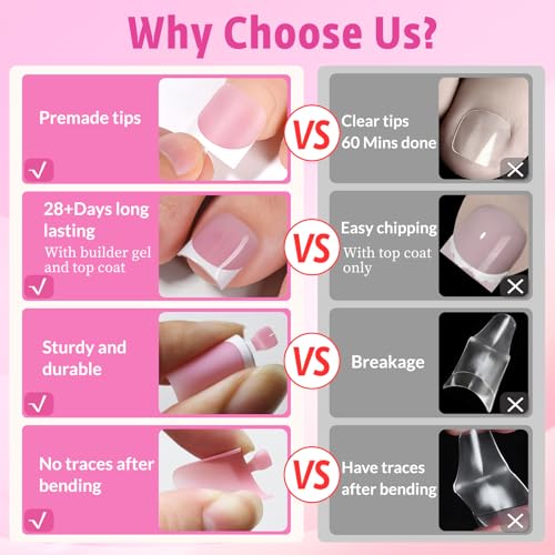 French Tip Press On Toenails - 150pcs Kit with Adhesive Tabs