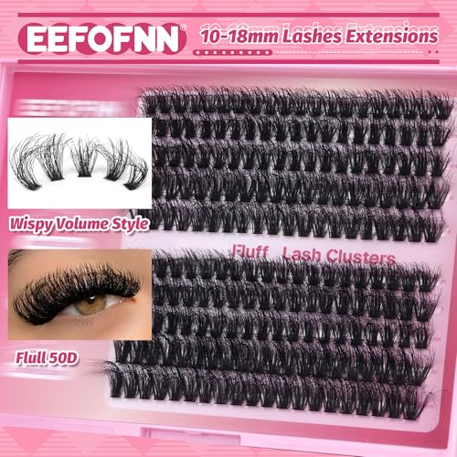 DIY Cluster Lash Extension Kit - 200pcs 50D Wispy Lashes 10-18MM