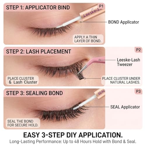 D Curl Wispy Lash Clusters Kit 192Pcs with Bond & Remover
