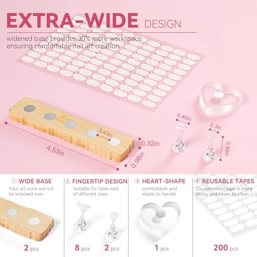 Magnetic Nail Practice Stand Set for Press On Nails - 3 Display Stands & Tape