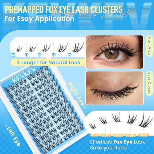 Fox Eye Lash Clusters - Wispy 3D Eyelashes by KevKev