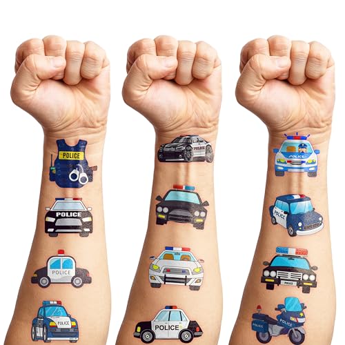 107 PCS Police Car Temporary Tattoos Party Favors