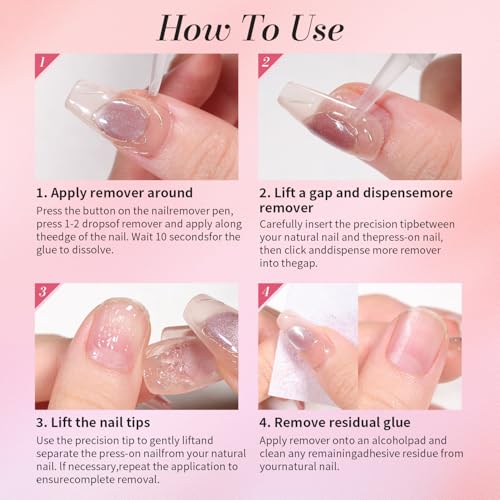 CurvLife 3-in-1 Press On Nail Glue Remover Pen - Acetone Free, 2 Pack