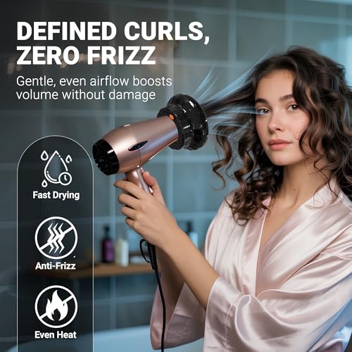 Ludvento Universal Hair Diffuser Attachment for 1.4-2.4 Inch Blow Dryers - Black