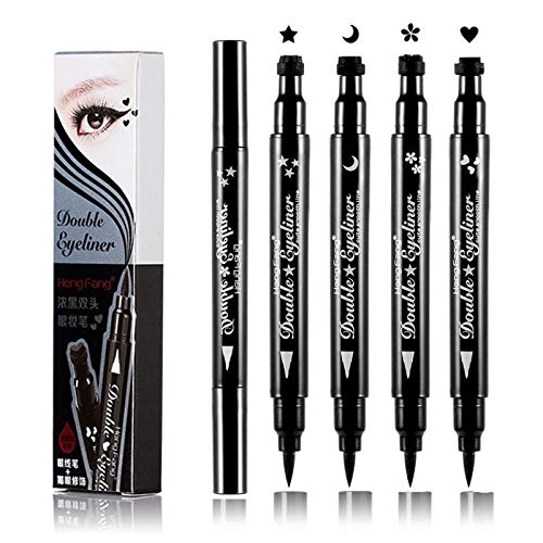 Double-headed Eyeliner Stamp Winged,Waterproof and Smudge proof 4 Pens Eyeliner Stamp. Perfect Wing Cat Eye Stamp, Long Lasting Liquid Eye Liner, Hypoallergenic and Easy to Use