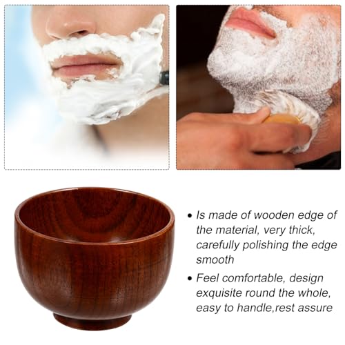 Mipcase Wooden Shaving Soap Bowl for Men Durable Thick Shave Mug with Smooth Polished Surface Comfortable Handle 3.74 X 3.74 X 2.75 Inch Shaving Accessory