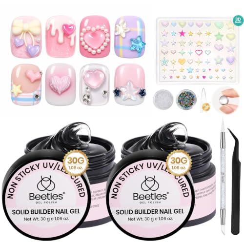 Beetles Clear 3D Builder Nail Gel Kit - Pastel Playland, 2 Pieces, UV Curing