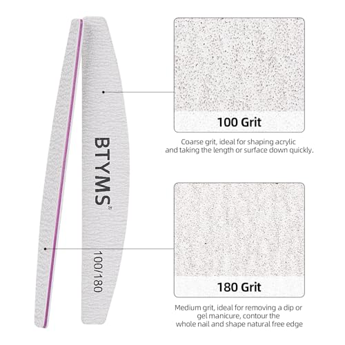 25 Pcs Nail File Set - 100/180 Grit Double-Sided Emery Boards for Natural & Acrylic Nails