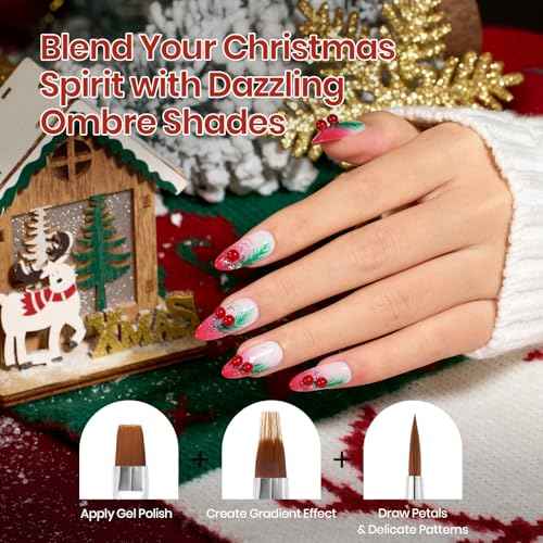 Beetles Christmas Nail Art Brushes 8pcs ? Crystal Christmas Nail Art Tools 5pcs Double-ended Nails Dotting Tool, 3pcs Striping Liner Brushes for Nails with Charms and Stickers Manicure Design Tools