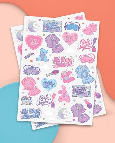 xo, Fetti Pink Sleepover Temporary Tattoos - 52 Designs