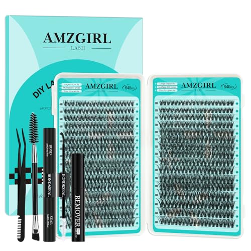 AMZGIRL Lash Clusters Kit - 640Pcs 40D/50D DIY Eyelash Extensions