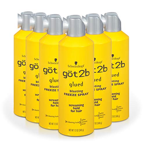 got2b Glued Blasting Freeze Hair Spray, 12 Fl Oz, Pack of 6, Extra Strong Holding Spray for Spikes & Styles, Long-Lasting All-Day Hold, Wind-Tested, Humidity-Resistant, Washes Out Easily
