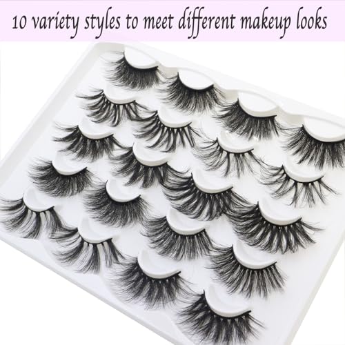 25MM Mink Lashes - 10 Pair Variety Pack Wispy Dramatic Eyelashes