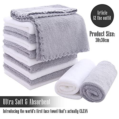 TENSTARS 12-Pack Microfiber Washcloths - Soft & Quick Drying