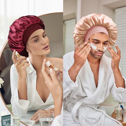 Double Layer Satin Silk Bonnet for Sleeping - Soft Sleep Cap for All Hair Types