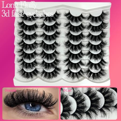 Mink Lashes Fluffy 20mm Long Dramatic Lashes Pack 25mm Big Lash Strips Volume Faux Mink Thick Eyelashes D Curl False Eyelashes Bulk