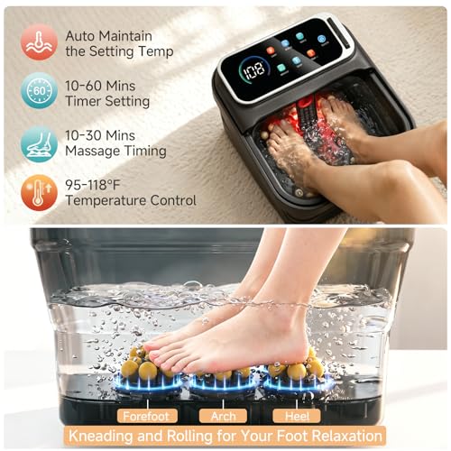 AAOBOSI Collapsible Foot Bath Spa with Heat & Massage - Grey