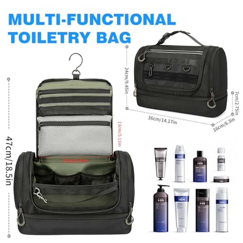 TANGCORLE Men's Travel Toiletry Bag - Waterproof Organizer with Multi-Pockets