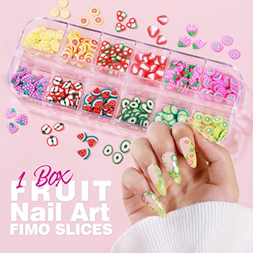 Teenitor Nail Stickers, 12 Sheets Nail Art Stickers 3D Self-Adhesive and 5 Boxes Butterfly Nail Sequins Heart Glitter Foil Flakes Nail Fruit Slices Nail Decorations for Nail Art