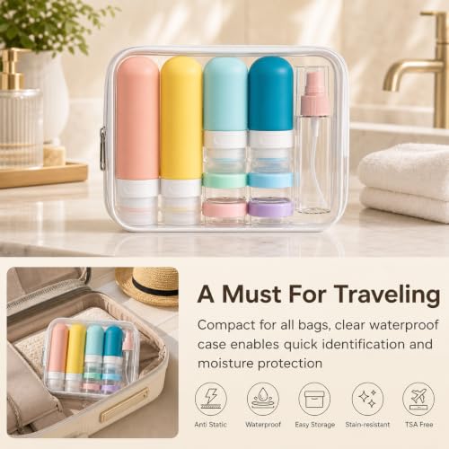 TSA Approved Travel Bottles Set - 18pc Leak Proof Silicone Containers