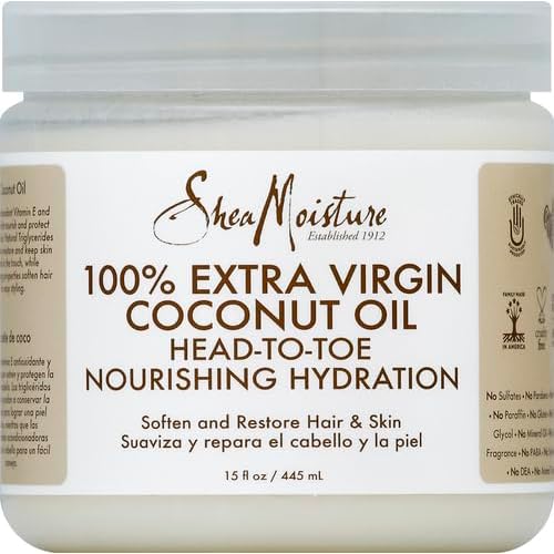 SheaMoisture Body Moisturizer For Dry Skin 100% Extra Virgin Coconut Oil Nourishing Hydration Soften And Restore Skin And Hair 14.5oz