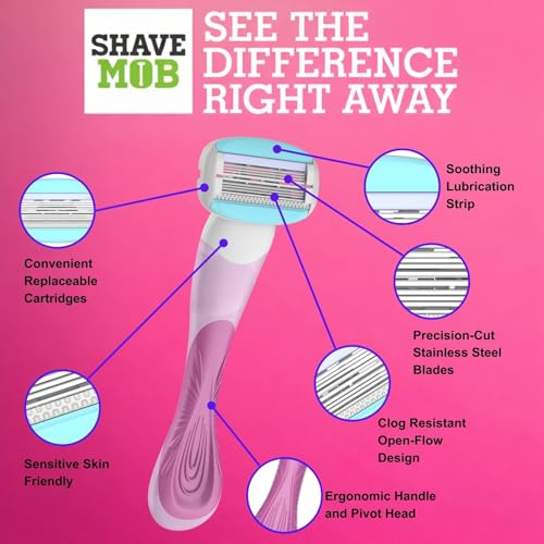 ShaveMOB 6-Blade Women's Razor Kit (Flex Head Handle + 24 Refills) - The Perfectionist Shaving Kit