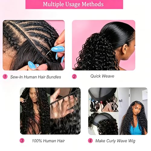 Burmese Curly Hair Bundles 20 22 24 Inch 3C4A Water Wave