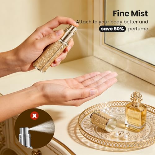 Travel Perfume Bottle Refillable 3PCS, Leak-Proof TSA Perfume Travel Bottle, Luxury Refillable Perfume Atomizer Portable Perfume Sprayer for Women & Men