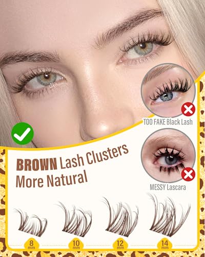 Brown Spider Lash Clusters CD-Curl 8-14MM Invisible Band