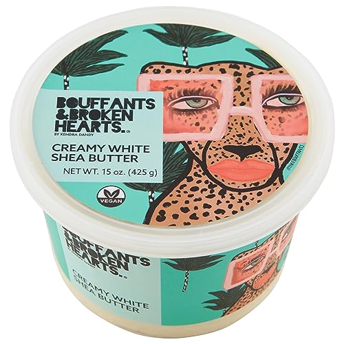 Bouffants & Broken Hearts Creamy White Shea Butter Whipped Body Butter | Grade A, 100% Natural African Raw Shea Butter for Dry Skin, Face and Hair (15oz)