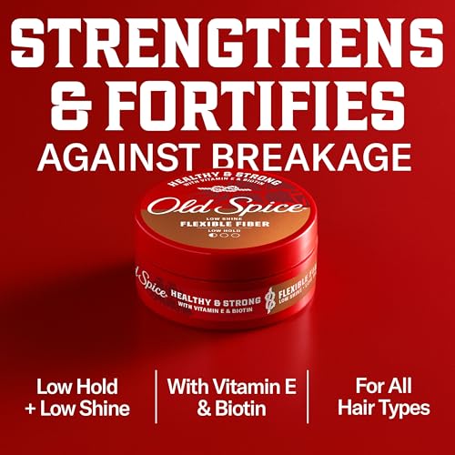 Old Spice Flexible Fiber for Men, Healthy & Strong with Vitamin E & Biotin, Men's Hair Styling Fiber, Low Hold, Low Shine, 2.22 oz