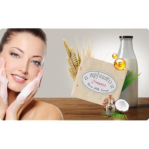 Yeahgoshopping 2 Pcs Original Rice Milk Soap Bar Thailand Jasmine 60-65 Grams Handmade Gluta Collagen Douro Jabon Douro Real Fuentes Pourres Grade Moisturizing Organic Made in Thailand (2 Soap Bars)