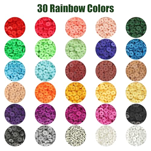 YMSDZHL 4300+ Clay Beads Bracelet Making Kit,24 Colors Flat Preppy Beads for Friendship Bracelets,Polymer heishi Beads with Charms,Gifts Crafts Set for Girls 6-12