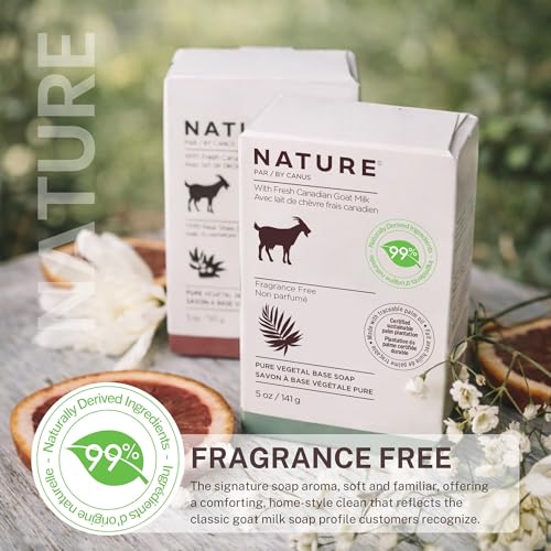 Nature Goat Milk Bar Soap, FRAGRANCE FREE, 5 oz (141 g), With Fresh Goat Milk, Vitamin A, B3, Potassium, Zinc & Selenium, Moisturizing & Gentle Cleansing