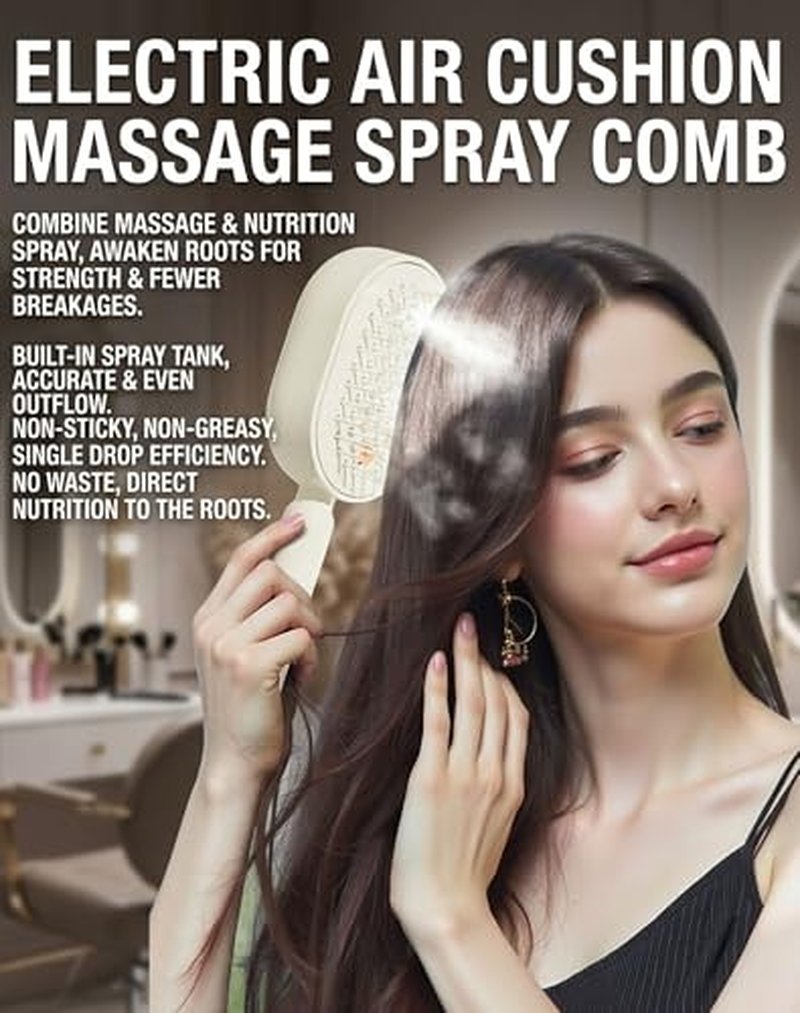 2-in-1 Electric Steam Brush with Water Spray for Easy Detangling