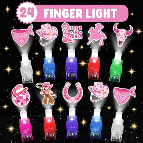 72-Piece Cowgirl Party Favors Set | LED Finger Lights & Glow Tattoos