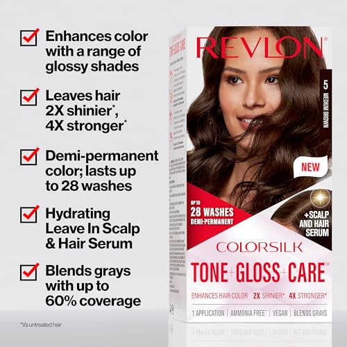 Revlon ColorSilk Tone + Gloss + Care Demi-Permanent Hair Color - Black