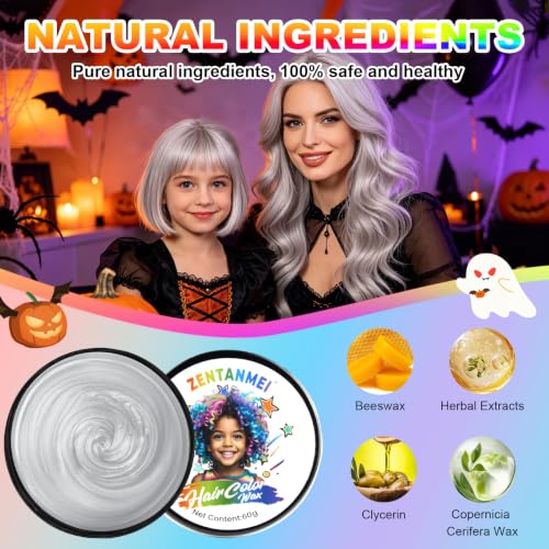 ZENTANMEI Gray Temporary Hair Color Wax Washable Halloween 2.12 oz