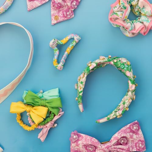 Lilly Pulitzer Mini Scrunchies, 4 Piece Scrunchie Set for Women and Girls, Cute Mini Hair Ties, Hair Bands for Women's Hair (Assorted Solid)