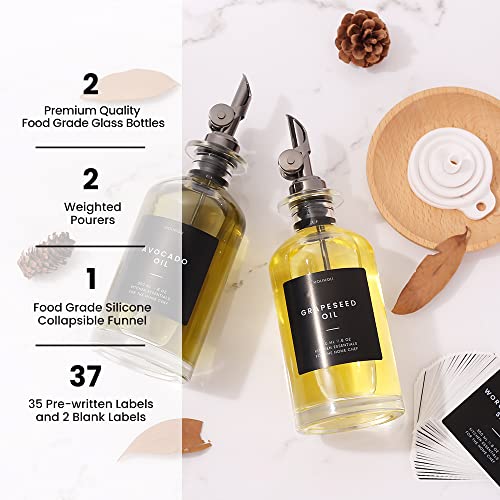 Molimoli Olive Oil Dispenser Bottle for Kitchen, Oil Dispenser w. Weighted Pourer, Glass Bottle Dispenser for Kitchen, Olive Oil Cruet, Glass Olive Oil Bottle | 350ml, Set of 1