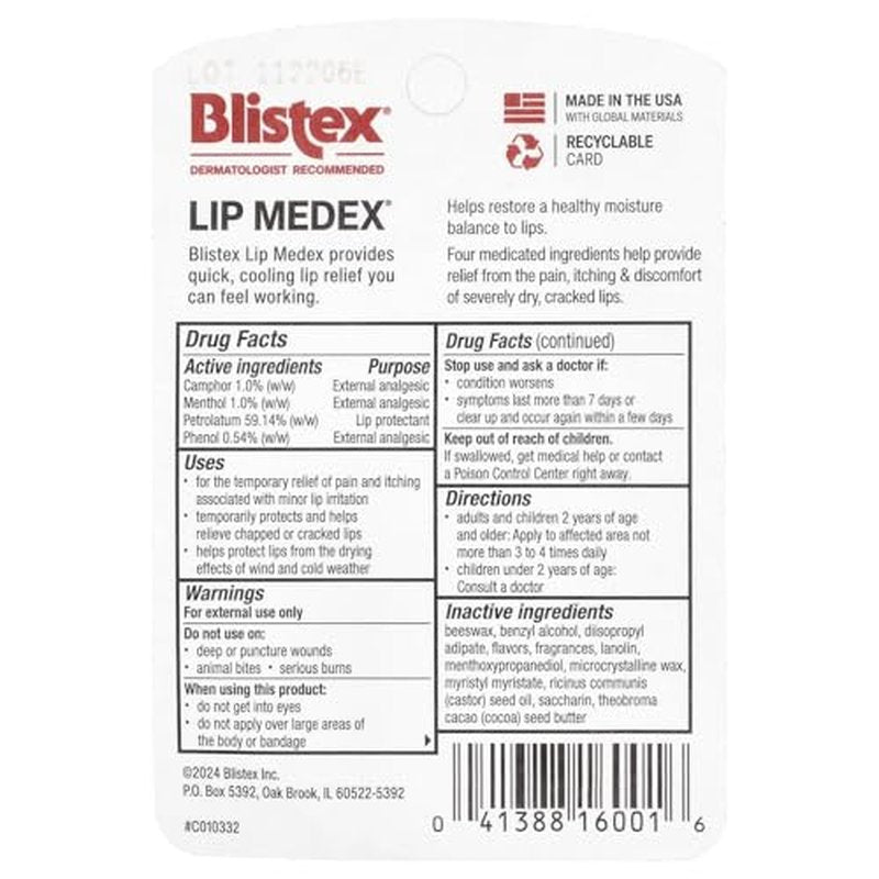 Blistex Lip Medex Lip Protectant - Relieves Chapped and Sore Lips