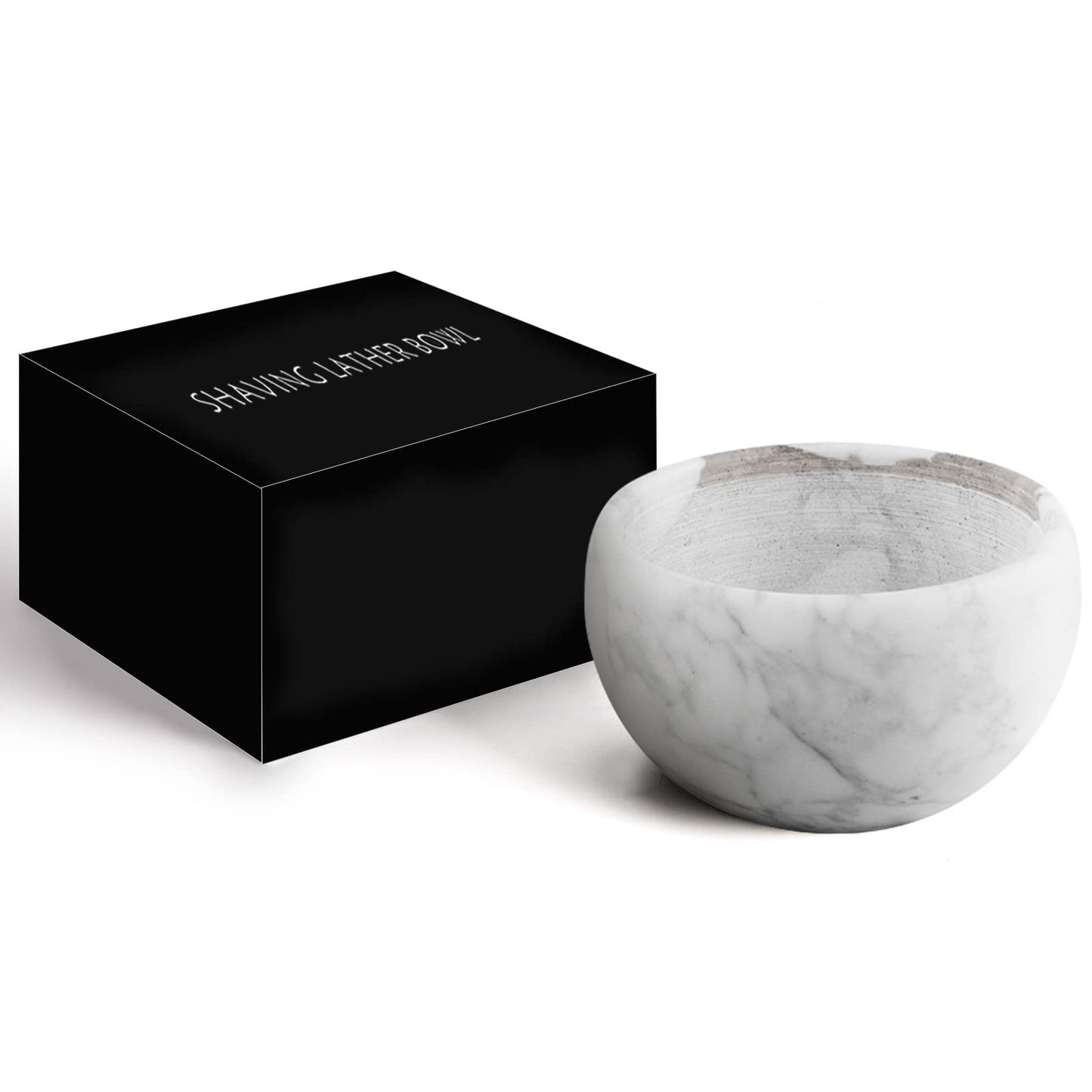 Linkidea Marble Shaving Bowl for Men, Shaving Soap & Cream Bowl, Durable Wet Shave Mug, Easy to Create Rich Lather, Stylish Bathroom Shaving Accessory (White)
