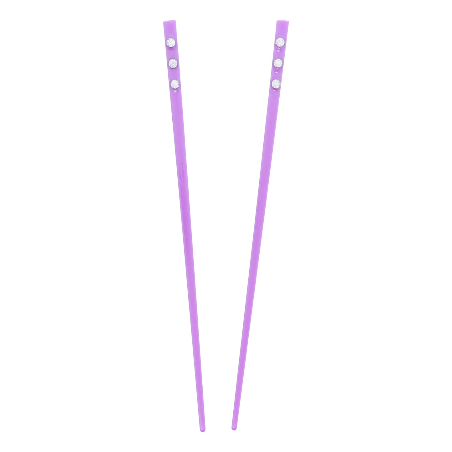 Set of 2 Hair Sticks with 3 Diamonds Chopsticks - Purple