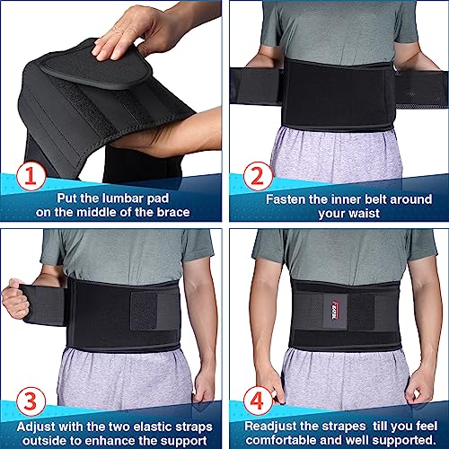 FEATOL Back Brace for Lower Back Pain, Back Support Belt for Women & Men, Breathable Lower Back Brace with Lumbar Pad, Lower Back Pain Relief for Herniated Disc, Sciatica, Scoliosis plus size (Waist