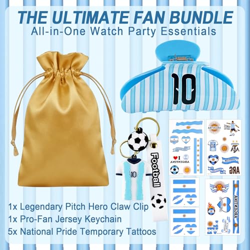 Argentina Jersey Claw Clip Hair Accessory Bundle