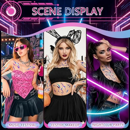Holographic Temporary Tattoos - 75Pcs K-Pop Cosplay Stickers