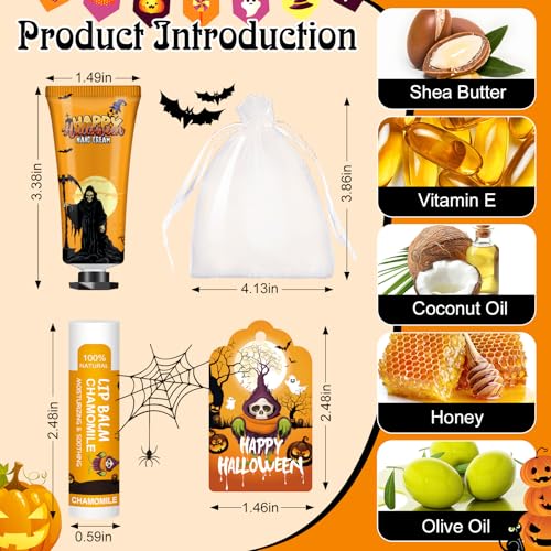 60 Pack Halloween Hand Cream & Lip Balm Set – Party Favors